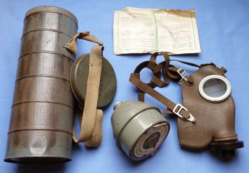 Original French WW2 Model 1938 Gas Mask and Holder