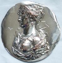 19th Century Silver-Plated Classical Figure Plaque Medallion