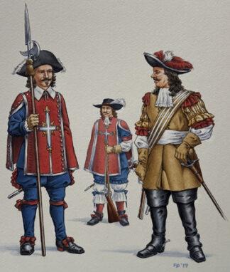 French Soldiers - Army of Louis IV - Original Watercolor by Ed Dovey #1