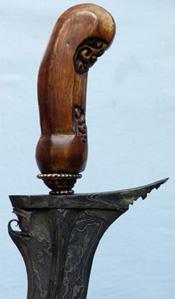 Antique/Vintage Indonesian Kris Dagger - Inlaid Silver Blade