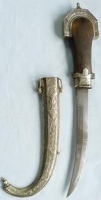 Large Antique/Vintage Moroccan Silver-Mounted Koumiyah Dagger