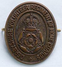 WW2 British Derbyshire Volunteer Home Guard Badge